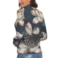 thumbnail image 3 of Koi Fish Vintage Women's Turtleneck Sweater Long Sleeve Ribbed Fitted Turtle Neck Casual Fall Winter Collection Top L, 3 of 4