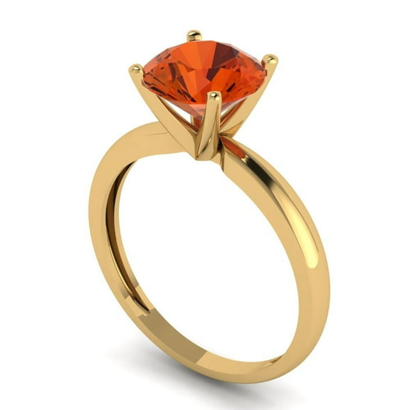 2 ct Round Cut Simulated Red Diamond Solitaire Engagement Ring for Women in 18K Yellow Gold