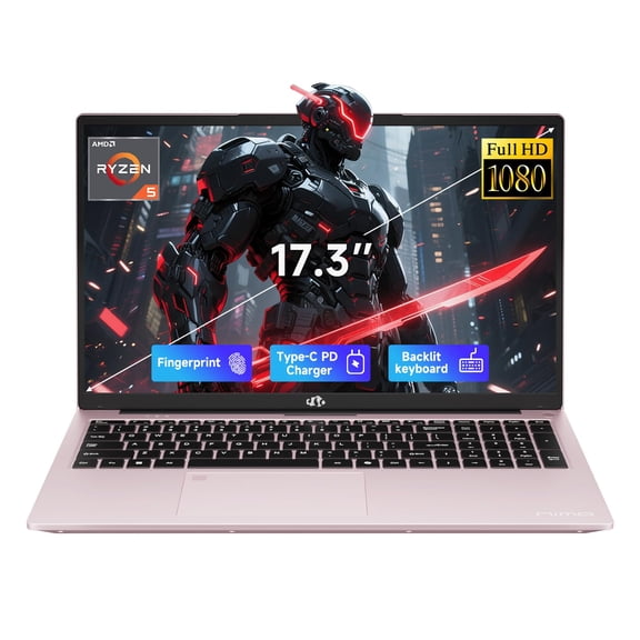 NIMO 17.3" IPS FHD-Gaming-Laptop,AMD Ryzen 5 6600H 16GB DDR5 RAM 512GB SSD (Beat i7-1165G7, 6 Cores Up to 4.5GHz) AMD Radeon 660M GPU-Computer with 100W Type-C 2Y Warranty