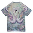 thumbnail image 2 of YAZAOO Summer T-shirt Sunscreen Romantic Swans Amongst Flowers Pattern Swim Tops, 2 of 6