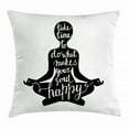 thumbnail image 1 of Yoga Throw Pillow Cushion Cover, Black Silhouette with Quote about Time and Soul Inspiration Happiness Practice, Decorative Square Accent Pillow Case, 18 X 18 Inches, Black and White, by Ambesonne, 1 of 2