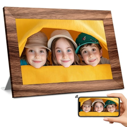 10.1 Inch Wifi Digital Picture Frame，Gray wood