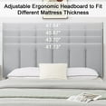 thumbnail image 3 of VECELO Full Size Platform Bed Frame, Velvet Upholstered Bed Frame with Adjustable Headboard, No Box Spring Needed, Easy Assembly, Light Gray, 3 of 11