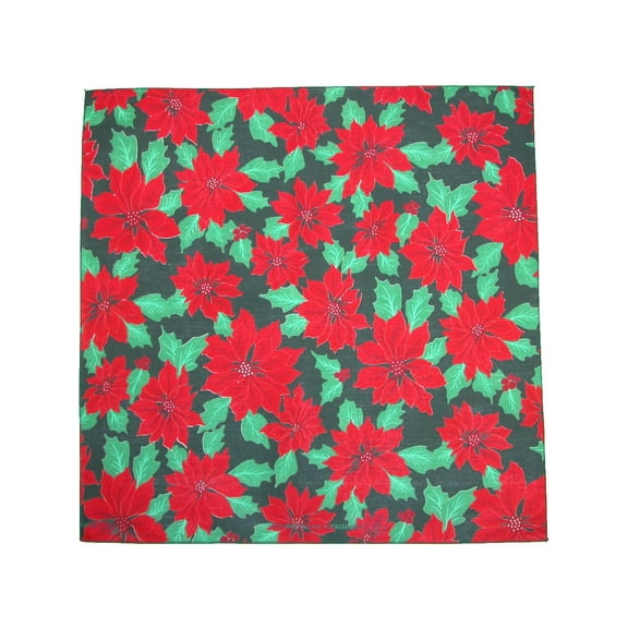 CTM Christmas Poinsettia Print Holiday Bandana
