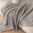 thumbnail image 5 of Exclusivo Mezcla Knitted Throw Blanket with Fringes for Couch, Soft and Warm Textured Throw for All Season, Lightweight Breathable Room Decor, Beige, 50”x60”, 5 of 8