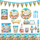 thumbnail image 5 of Decoración de fiesta de cumpleaños de sandía, mantel, vaso de papel, plato, vajilla, suministros, globos de cumpleaños, telón de fondo para fiesta, regalo para niños, 5 of 5