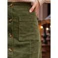 thumbnail image 5 of INSPIRE CHIC Women's Corduroy Button Down A-Line Elastic High Waist Midi Skirt M Green, 5 of 6