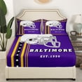 thumbnail image 5 of Sports Sheets American Football City King Bed Sheets Set, 3D Helmet Sheet Set Youth Bedroom, Purple Black Yellow Bedding Set - 1 Fitted Sheet 1 Top Sheet 2 Pillowcases (Baltimore), 5 of 6