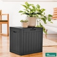 thumbnail image 4 of Coffre de Rangement Extérieur de 31 Gallons, Coffre de Terrasse en Résine Imperméable avec Couvercle Verrouillable pour Patio, Outils de Jardin, Accessoires de Piscine et Coussins de Mobilier, Noir, 4 of 8