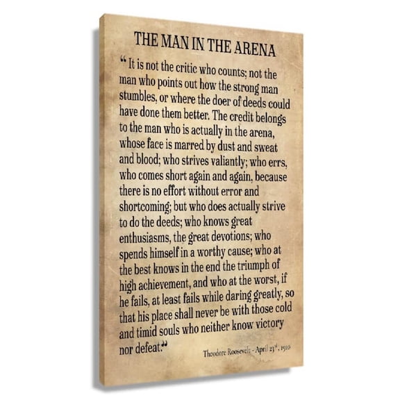 The Man In The Arena Framed Inspirational Wall-Art Prints Modern Vintage Pictures Canvas Motivational Quotes Wall Decor For Bedroom