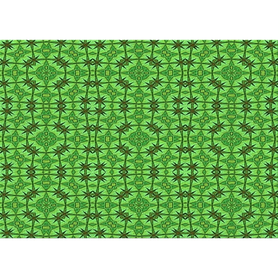 Ahgly Company Machine Washable Indoor Rectangle Transitional Green Area Rugs, 6' x 9'