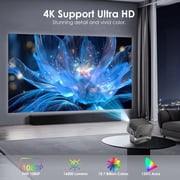 Salange Mini Portable Projector 4K Support with Built-in Apps, WiFi 6 and BT5.2,16000Lumen High brightness, Electric Focus/Keystone, 200” Big Screen Projector for Home/Outdoor Movies