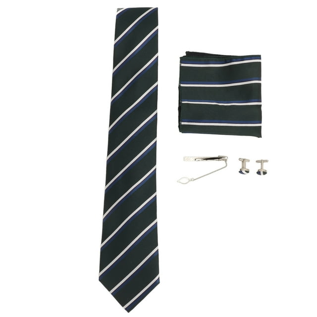 Juego de corbata de regalo para hombre Nikou Seda clip de corbata suave ligero cuadrado de bolsillo gemelos 8 cm de ancho verde