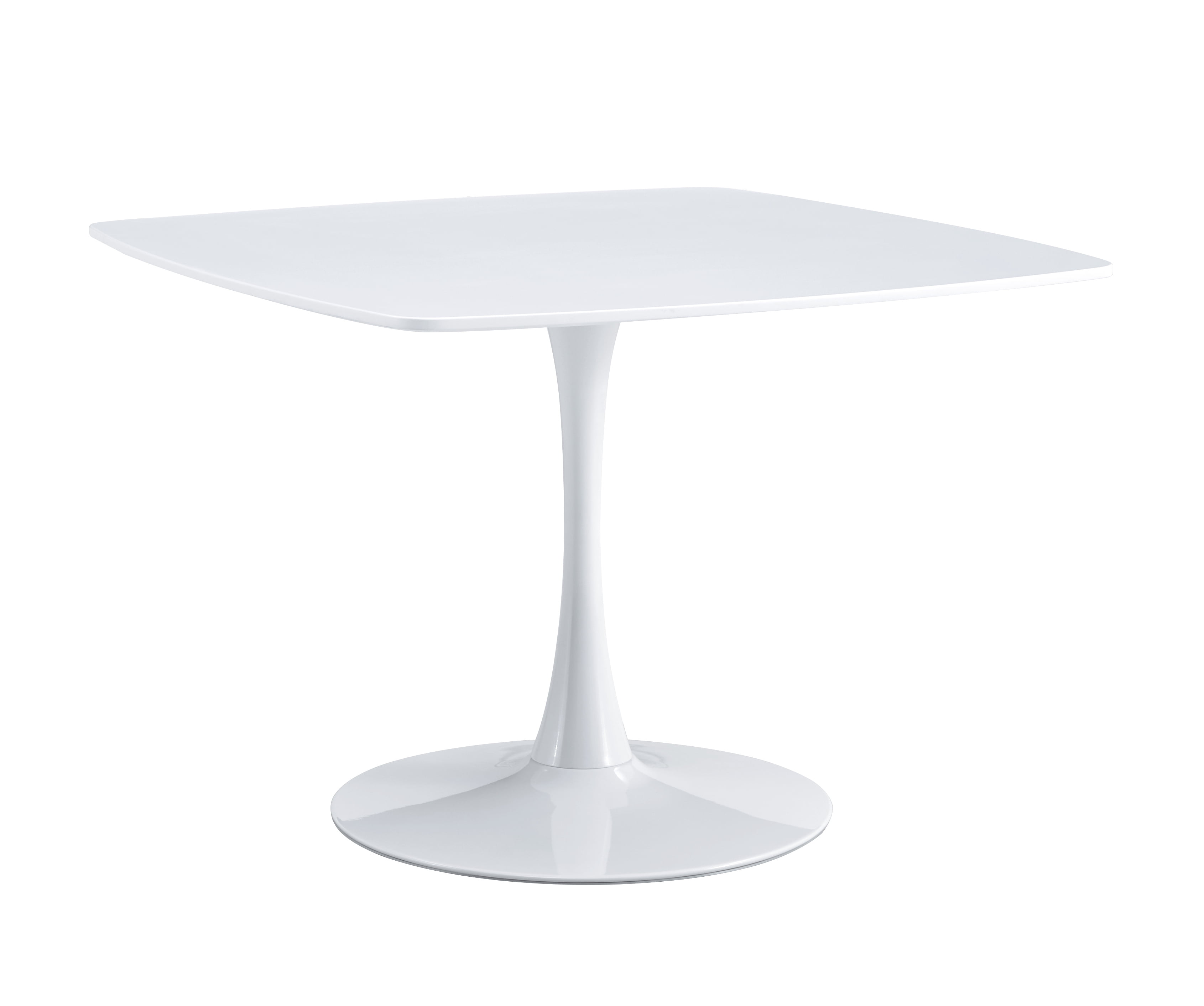 Euroco 42" Wood Dinning Table for 4 ,Mid-Century Tulip Table with Metal Pedestal Base,Modern Leisure Table for Small Space Kitchen Dining Room,White