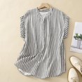 thumbnail image 2 of Women's Sleeveless V Neck Striped Button Down Tops Shirts Blouses Casual Business Casual Work Office Vacation Outfits Fashion Essential Gift for Women | HAODEJW,Gray L, 2 of 8
