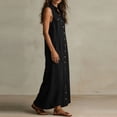 thumbnail image 3 of Lmueinov Women's Cotton-Linen Blend Sleeveless Button Down Shirt Maxi Dress, Collared Casual Long Dress with Pockets S-2XL, 3 of 3