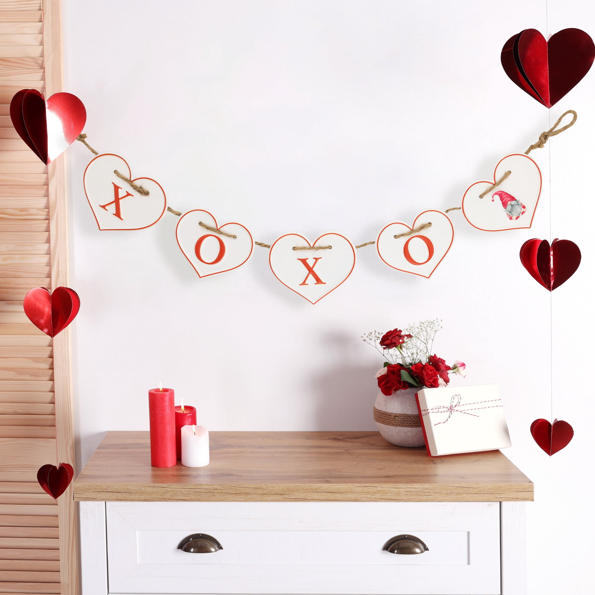 Northlight Hearts "XOXO" Valentine's Day Metal Banner - 32" - White and Red
