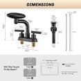 thumbnail image 5 of Matte Black Bathroom Sink Faucet,Modern 3 Hole Bathroom Faucet 2 Handle 4 Inch Centerset with 4 Water Outlet Modes, 360? Swivel Spout & Pop-Up Drain, 5 of 14