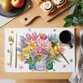 thumbnail image 2 of Spring Flowers Placemats Set of 4, Watercolor Floral Leaves Butterflies Plant Placemats for Dining Table, Place Mats for Kitchen Tabletop, Waterproof Wipeable Dining Table Mats Set, 2 of 9