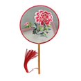 thumbnail image 2 of sunsanly Chinese Hanfu Round Fan Double-sided Embroidered Flower Pattern Palace Handheld Fan Vintage Handmade Hand Fans with Tassel Pendant for Wedding And Special Occasions, 2 of 8