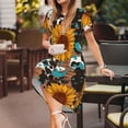 thumbnail image 3 of Balery Vintage Sunflowes Vestidos sueltos de manga corta para mujer, vestidos de verano 2025, vestidos casuales de corte A con vuelo., 3 of 6
