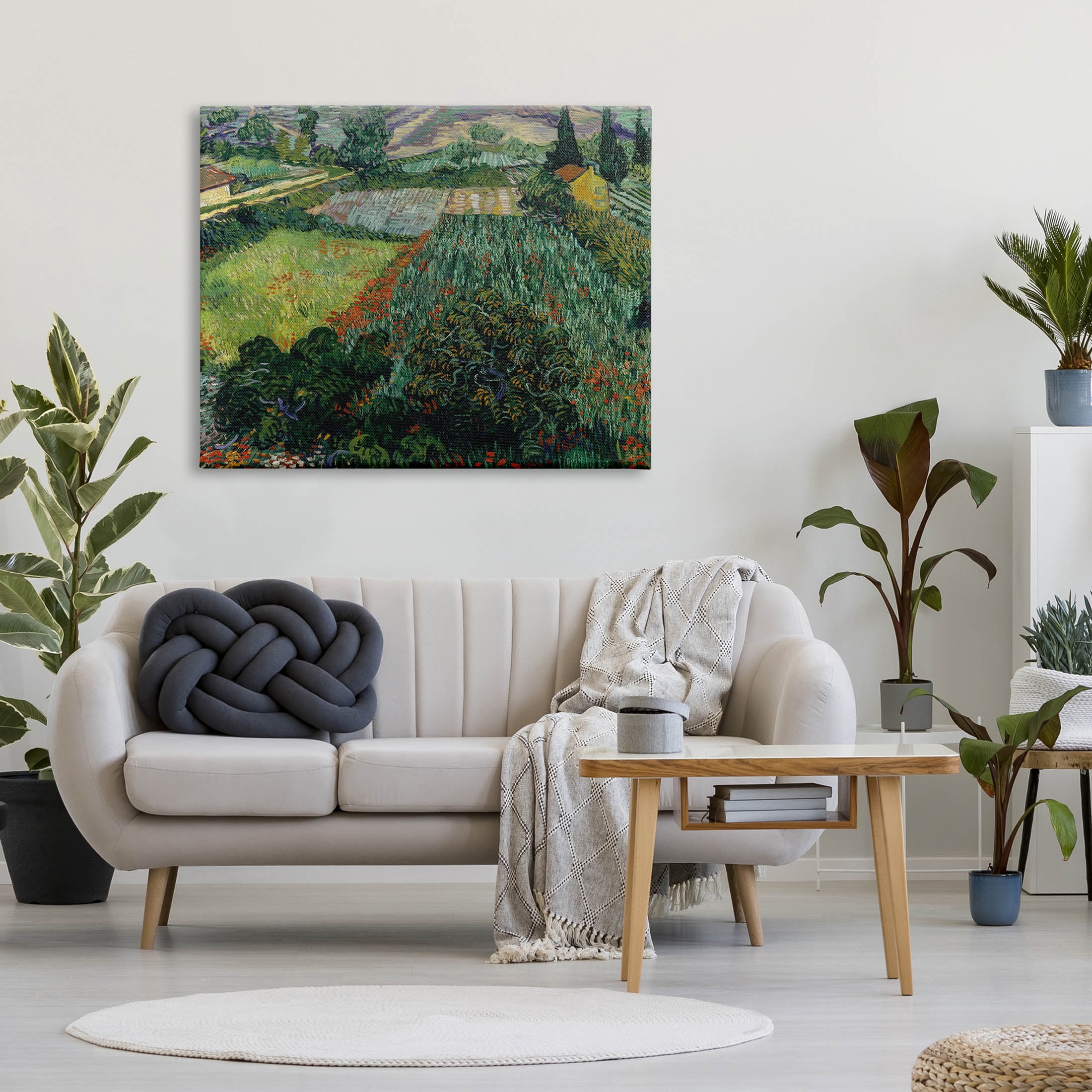 Field With Poppies Van Gogh Rural Scenery Landscape Painting Gallery Wrapped Canvas Print Wall Art