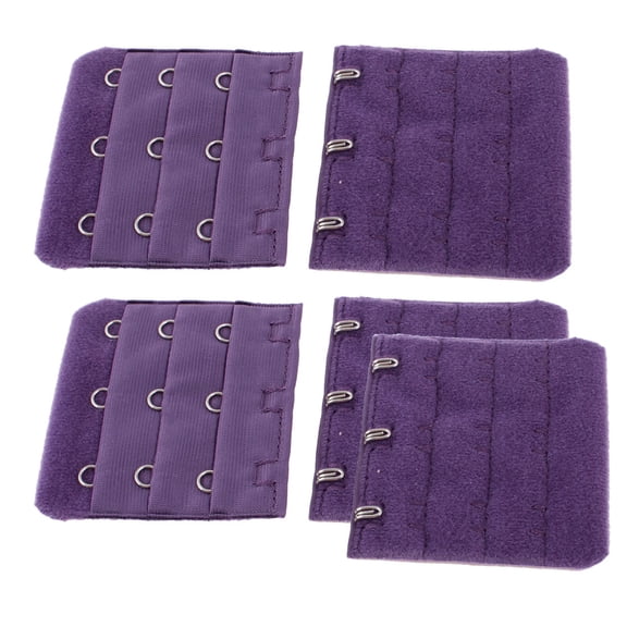 Women Underwear Buckle 3 Rows 3 Hooks Bra Strap Extender 5 Pcs Dark Violet