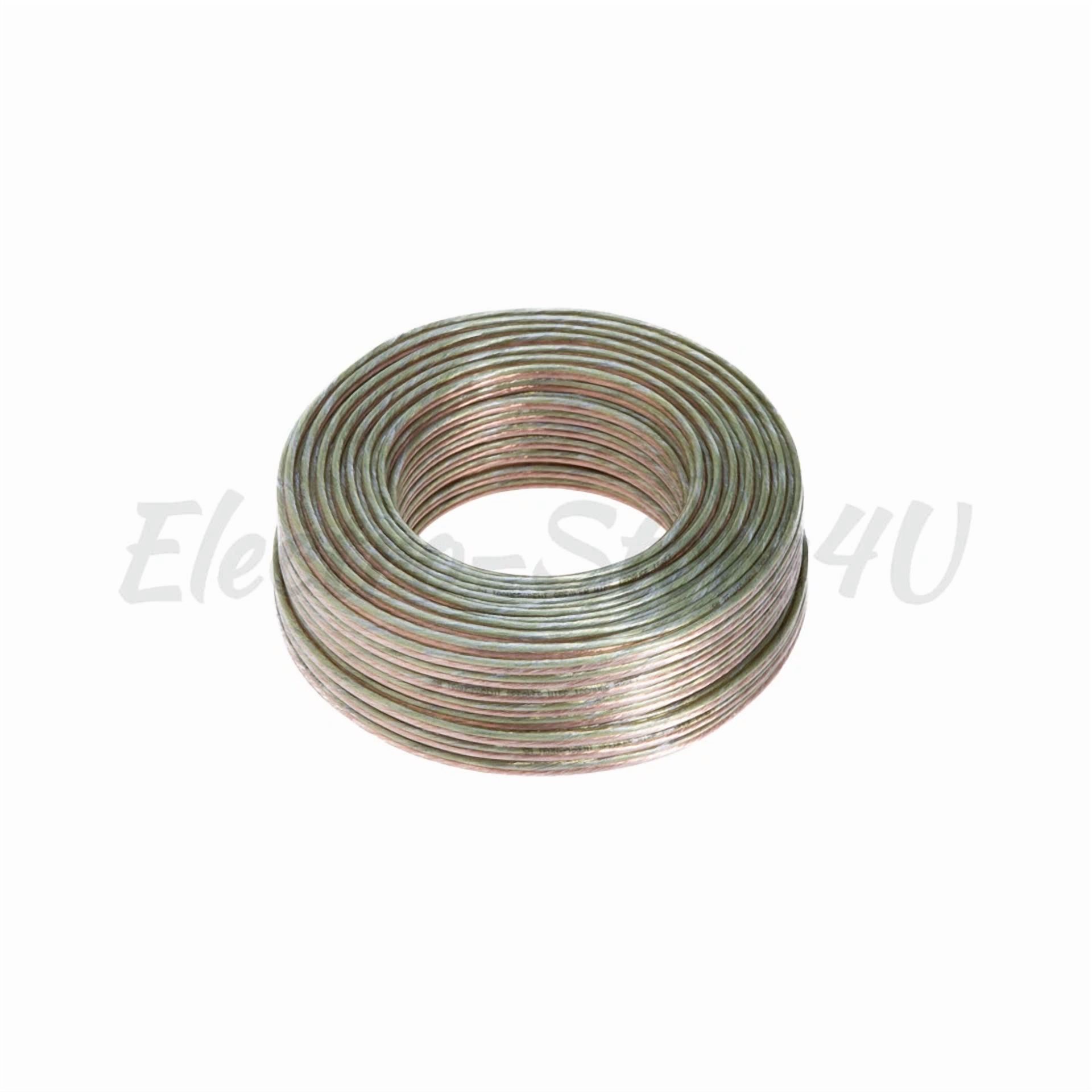 Car Home Audio Transparent Speaker Wire 50Ft 14/2 Gauge Clear Flex Cable 14Awg