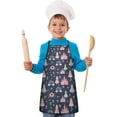 thumbnail image 2 of Dark Blue Princess Castle Night Pattern Kids Aprons for Girls and Boys,Adjustable Neck Strap Toddler Aprons for Kids Cooking Baking, 2 of 7