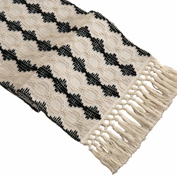 AUQ Table Runner,Smooth Finish Table Runners,Cotton Linen Blend Farmhouse Table Runner,Style1,35*275cm