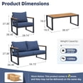 thumbnail image 4 of COMLAX FIELD 4-Piece Patio Furniture Set, Metal Outdoor Conversation Set with Coffee Table & Removable Cushions, 4 of 7