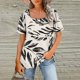 thumbnail image 2 of Gibobby Blusa Casual de Mujer Camiseta manga corta con cuello cuadrado y letras impresas para mujer, camiseta informal ajustada, blusa(Blanco,M), 2 of 5