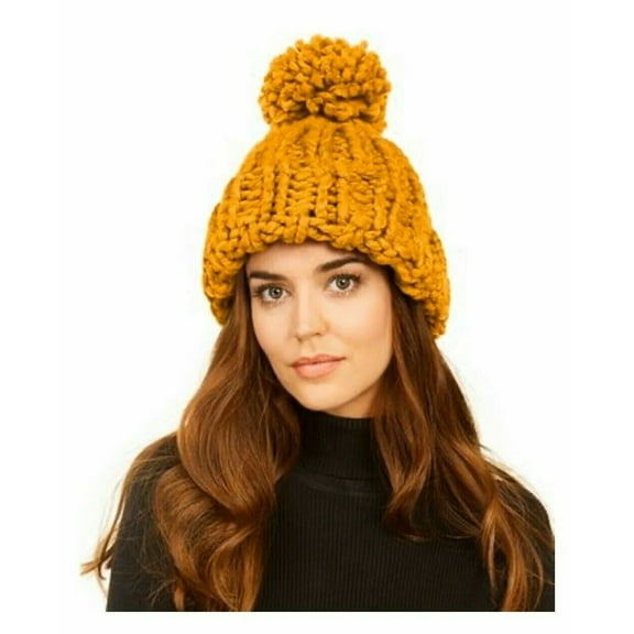 Marcus Adler Women's Chunky Knit Pom Hat Yellow Size Regular