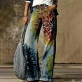 thumbnail image 2 of yunLCZ Wide Leg Pants Woman Women's Flare Wide Leg High Waisted Casual Vintage Floral Print Pants Casual Colorful Trouser Business Work Casual Pants, 2 of 4