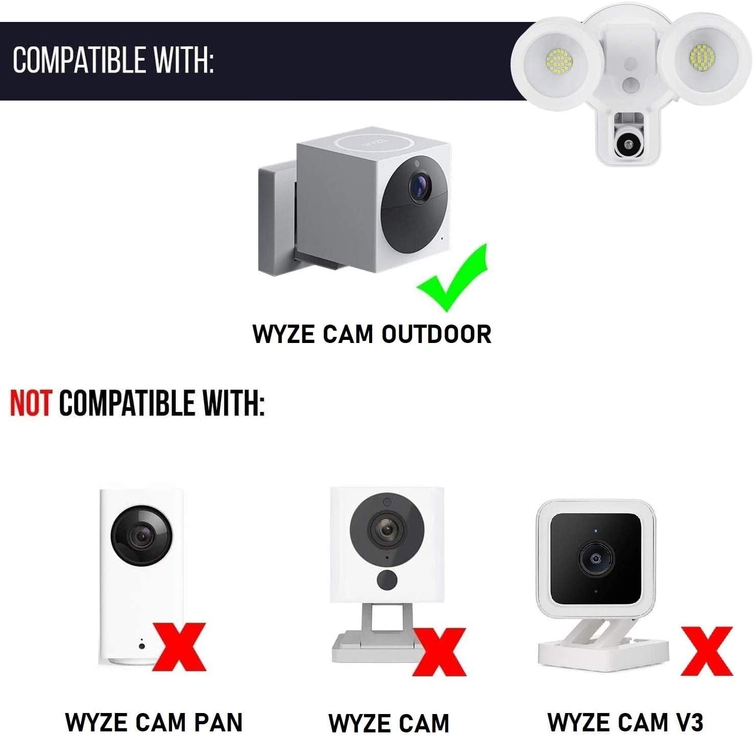 Wasserstein 3-in-1 Floodlight, Charger and Mount Compatible with Wyze Cam  Outdoor - 32GB Micro SD Card Included (White) (Camera NOT Included) -  Walmart.com