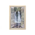 thumbnail image 1 of Waterfall Wall Art with Frame, Little Waterfall Nestled in the National Park Panoramic Fresh Environment River, Printed Fabric Poster for Bathroom Living Room, 23" x 35", Brown Green, by Ambesonne, 1 of 2