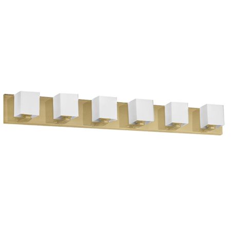 

Dainolite V1230-6W-AGB 6 Light Halogen Vanity Aged Brass with White Glass