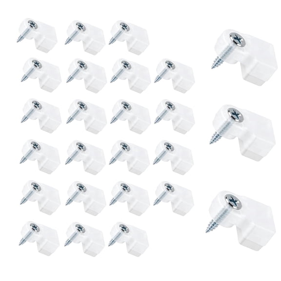 Cabinet Glass Retainer Clips with Screws, 25 Clear Brackets for Door Window & Mirror