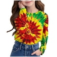 thumbnail image 4 of Favoffer Summer Unisex Kids Multicolor Tie-Dye Graphic Tee Round Neck Long Sleeve Stretchy Trendy Top Casual Travel Home Party 3-14Y, 4 of 5