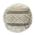 thumbnail image 3 of LR Home Small Over-tufted Geometric Indoor Round Pouf, Cream/Gray, 18" x 18" x 14", 3 of 6