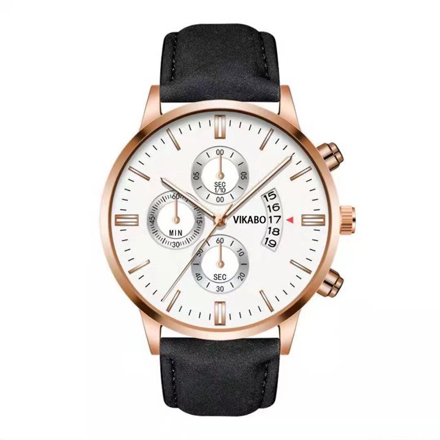 Reloj de cuarzo con calendario de tres ojos falso para hombre, tendencia de moda, reloj de negocios para hombre