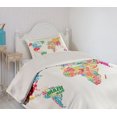 thumbnail image 2 of Ambesonne World Map Quilted Coverlet 2 Pcs, World Europe America, Twin Size, Multicolor, 2 of 5