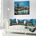 thumbnail image 2 of Designart Brooklyn Bridge and Skyscrapers - Cityscape Throw Pillow - 18x18, 2 of 4