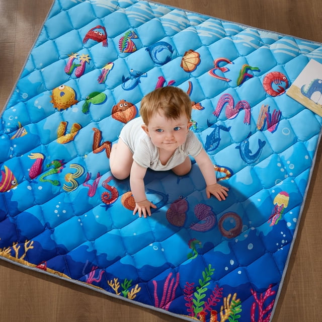 Alfombra de Juego para Bebé MORAIS Aventura Oceánica 127x127 cm con Relleno de Algodón de 800 g