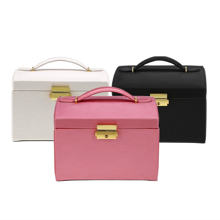 Locked Cosmetic Case - PU Leather - Pink - White - 6 Colors