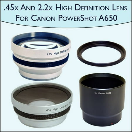 .45x Wide Angle & 2.2x Telephoto Pro Lens Set for Canon PowerShot