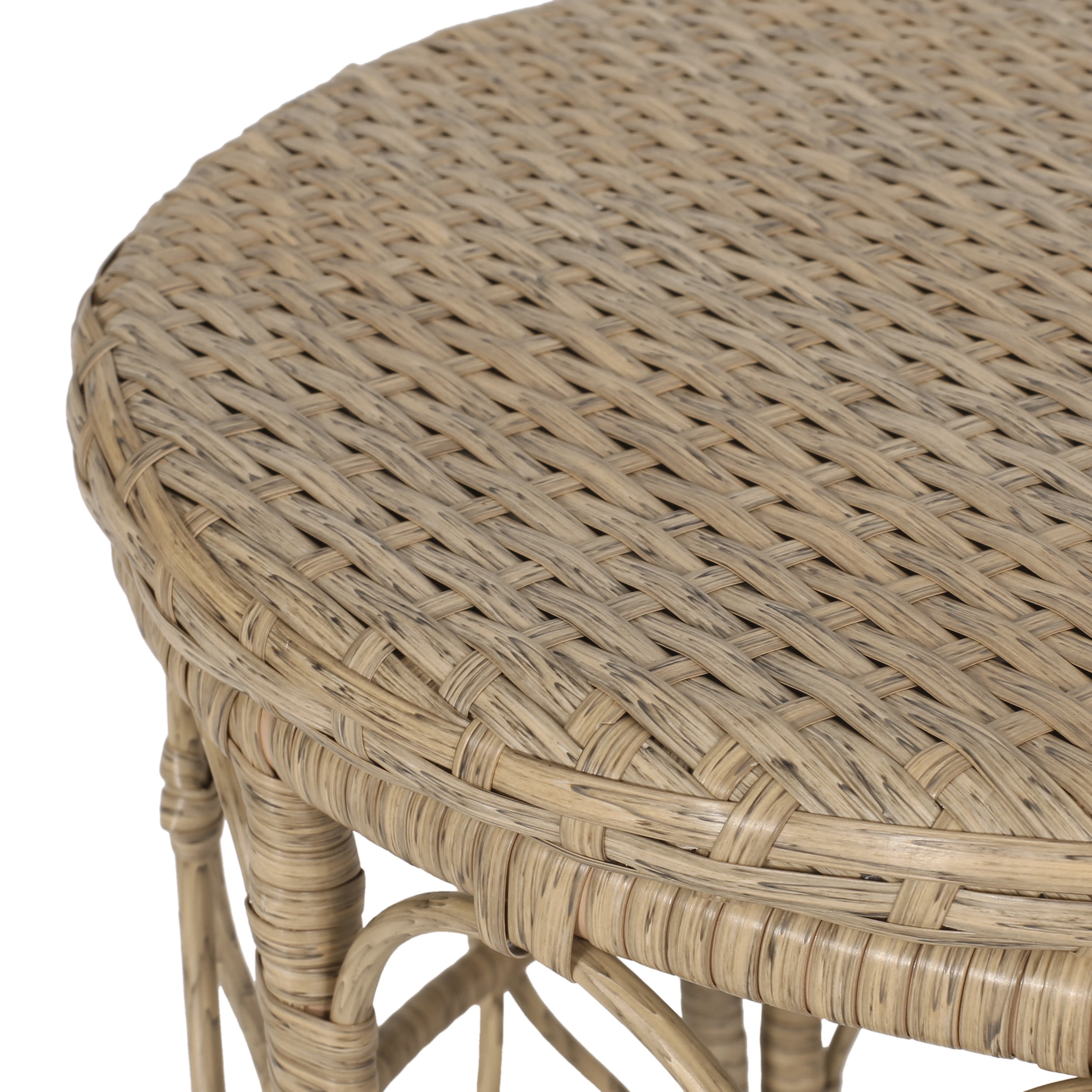 Montserrat Wicker Outdoor 3 Piece Chat Set with Cushions, Light Brown and Beige