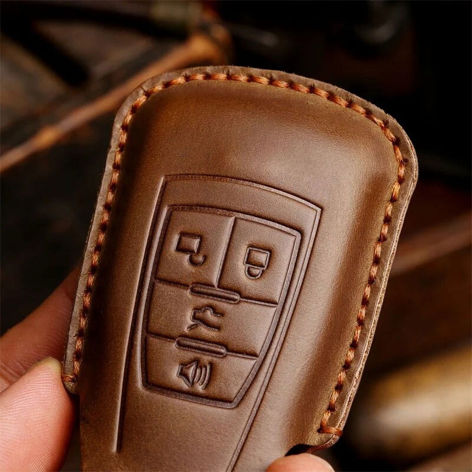 Crazy Horse Leather Car Key Cover Case Keyring Bag for BAIC X7 BJ40 Senova D50 D70 X55 X65 EU5 EU7 Fob Protector Keychain Holder
