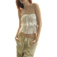 thumbnail image 1 of Gupgi Women Ruched Tube Tops Summer Fashion Sleeveless Off Shoulder Solid Color Tie Up Vest, 1 of 7
