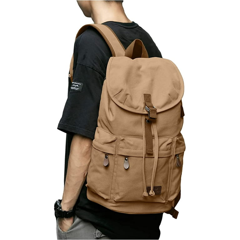 Canvas Backpack Men Vintage Unisex Casual Backpack Canvas Rucksack Bookbag Satchel Hiking Backpack Travel Outdoor Shouder Bag Vintage Outdoor Rucksack Travel Day Pack Walmart